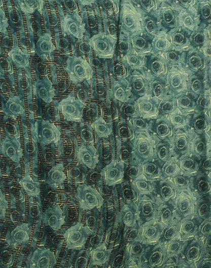 Teal Green Chiffon Printed Saree