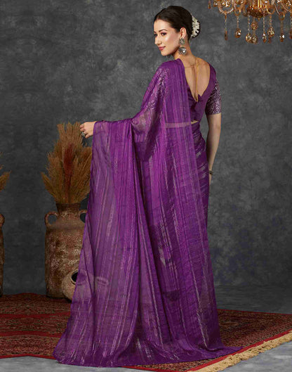 Dark Violet Georgette Plain Saree