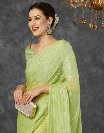 Light Green Georgette Plain Saree