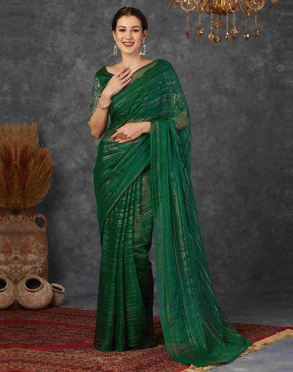 Dark Green Georgette Plain Saree