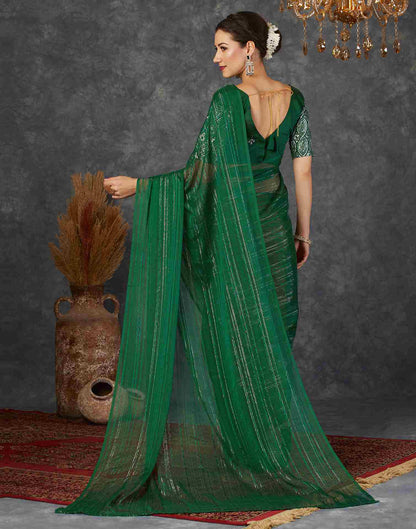 Dark Green Georgette Plain Saree