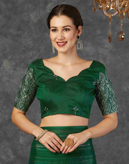 Dark Green Georgette Plain Saree