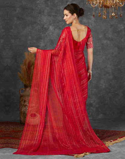 Red Georgette Plain Saree