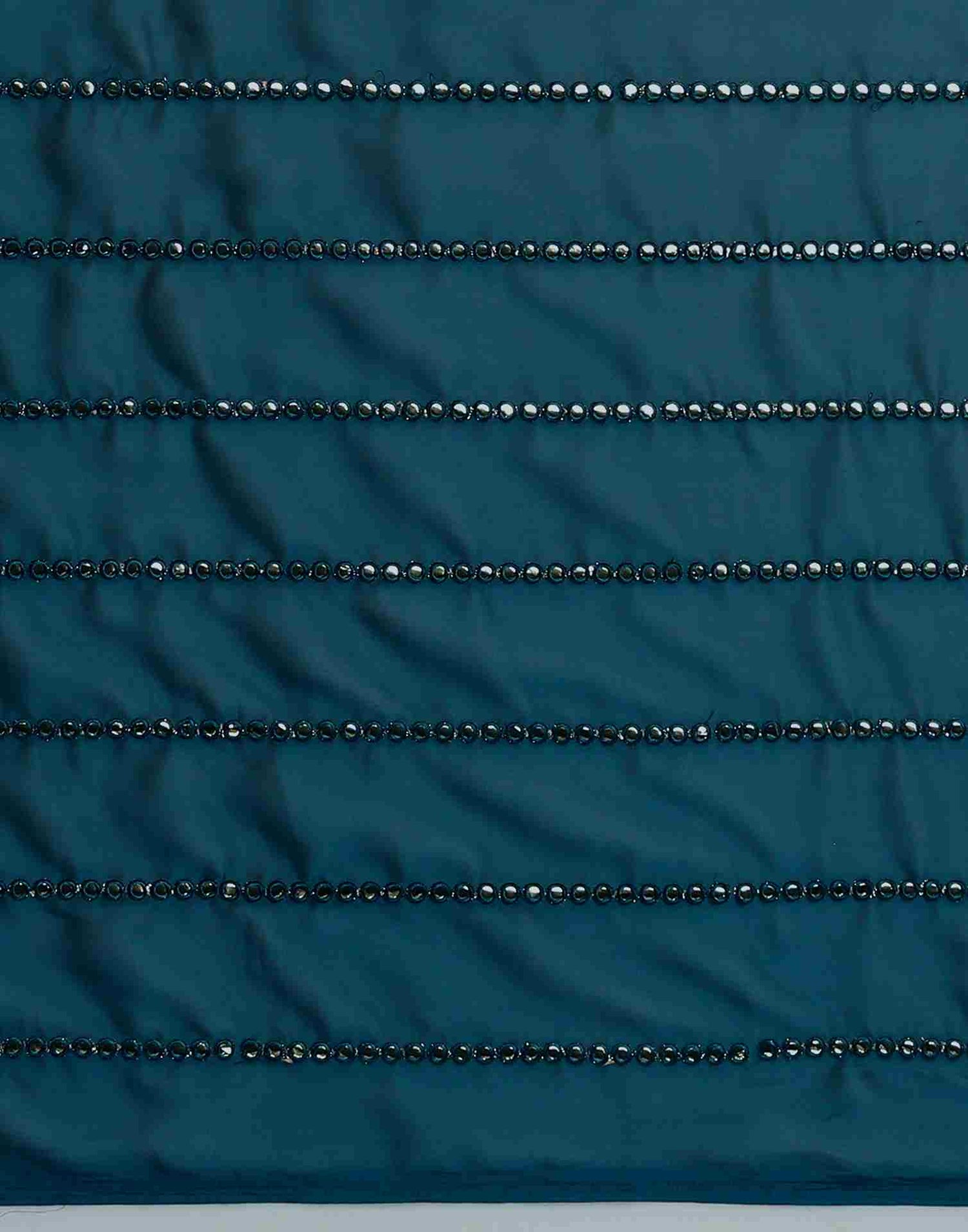 Rama Blue Georgette Plain Mirror Work Saree