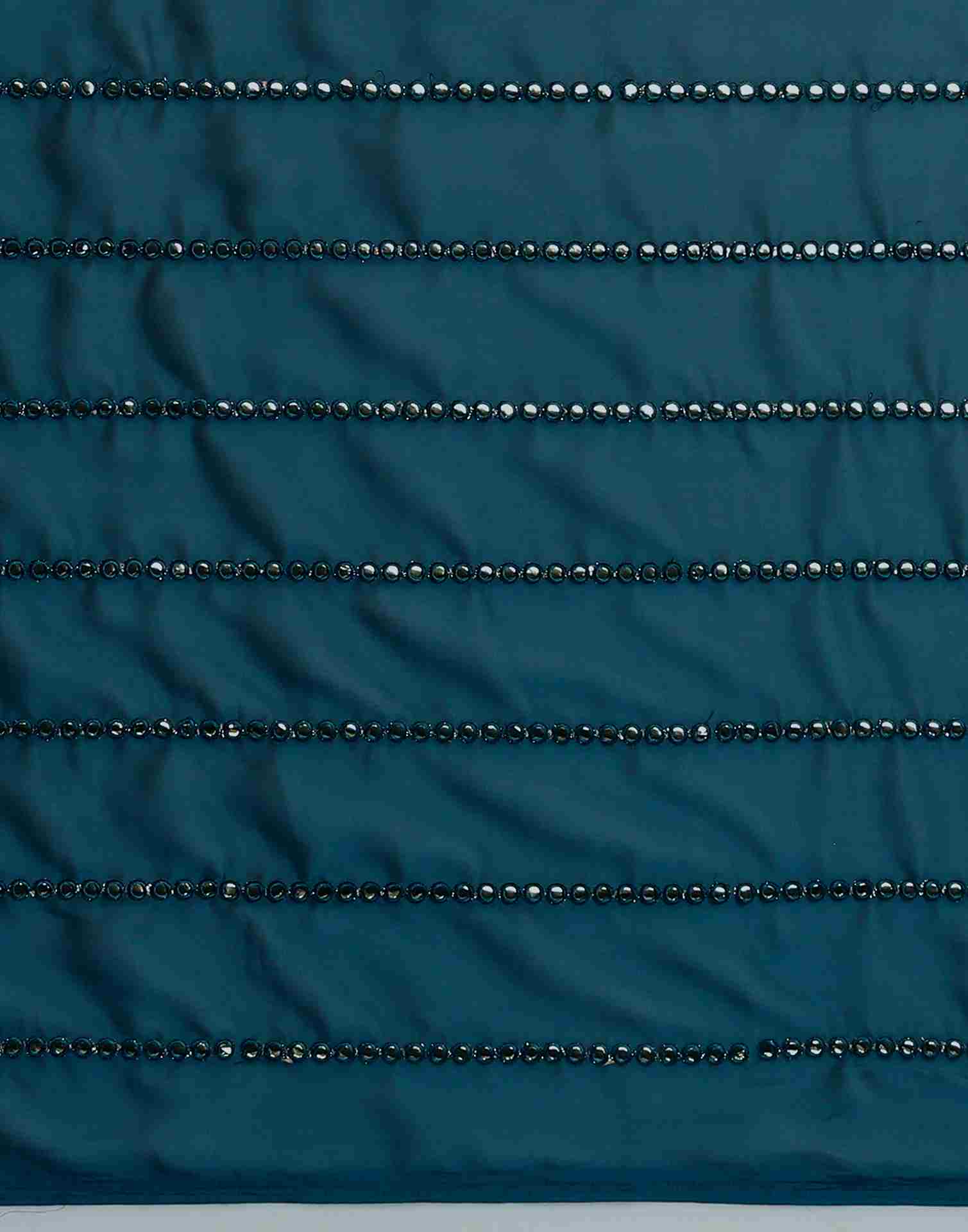 Rama Blue Georgette Plain Mirror Work Saree