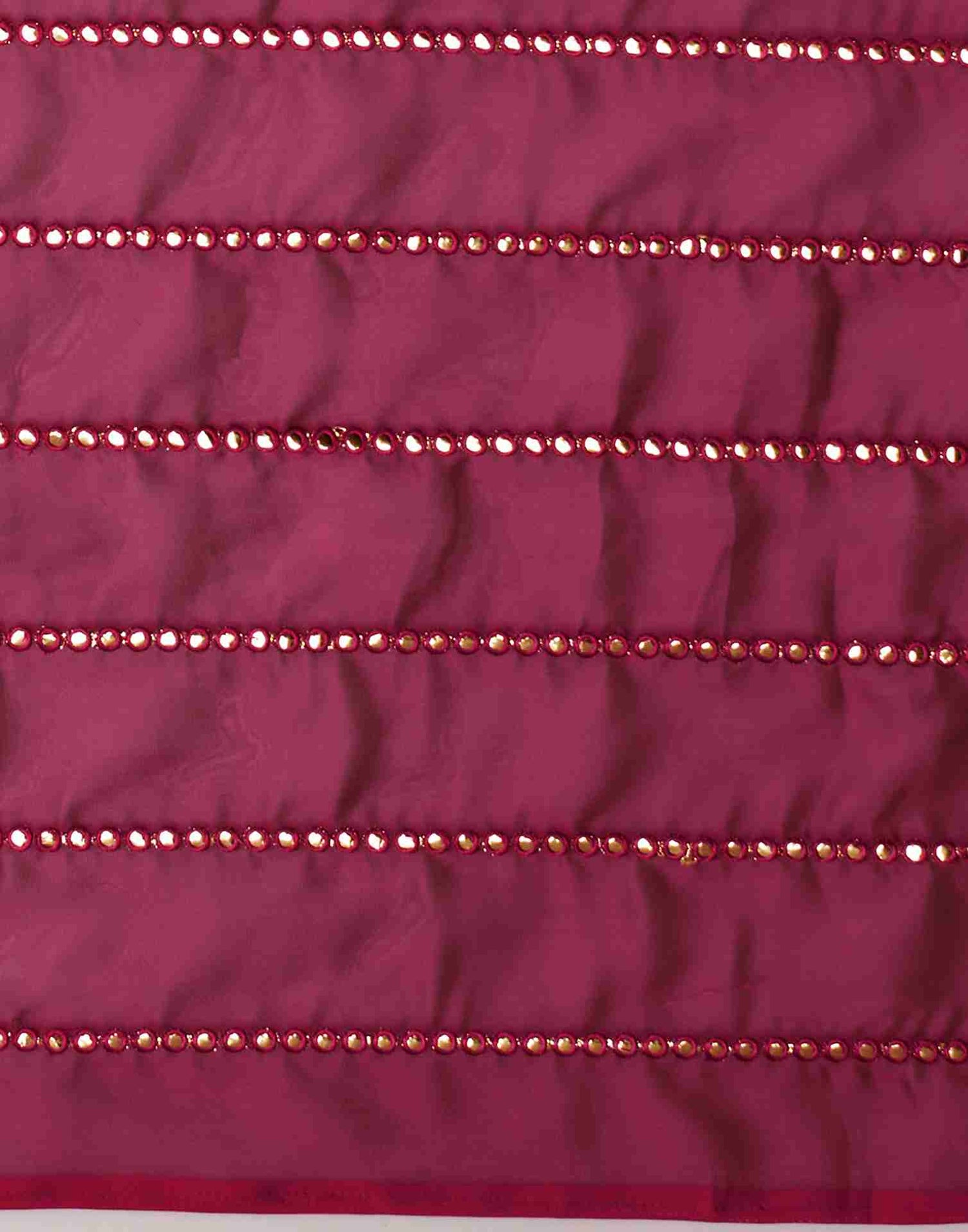 Deep Magenta Georgette Plain Mirror Work Saree