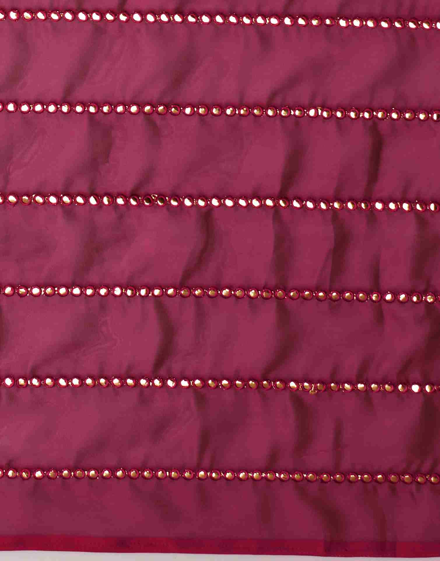 Deep Magenta Georgette Plain Mirror Work Saree