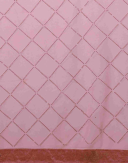 Taffy Pink Net Plain Printed Saree