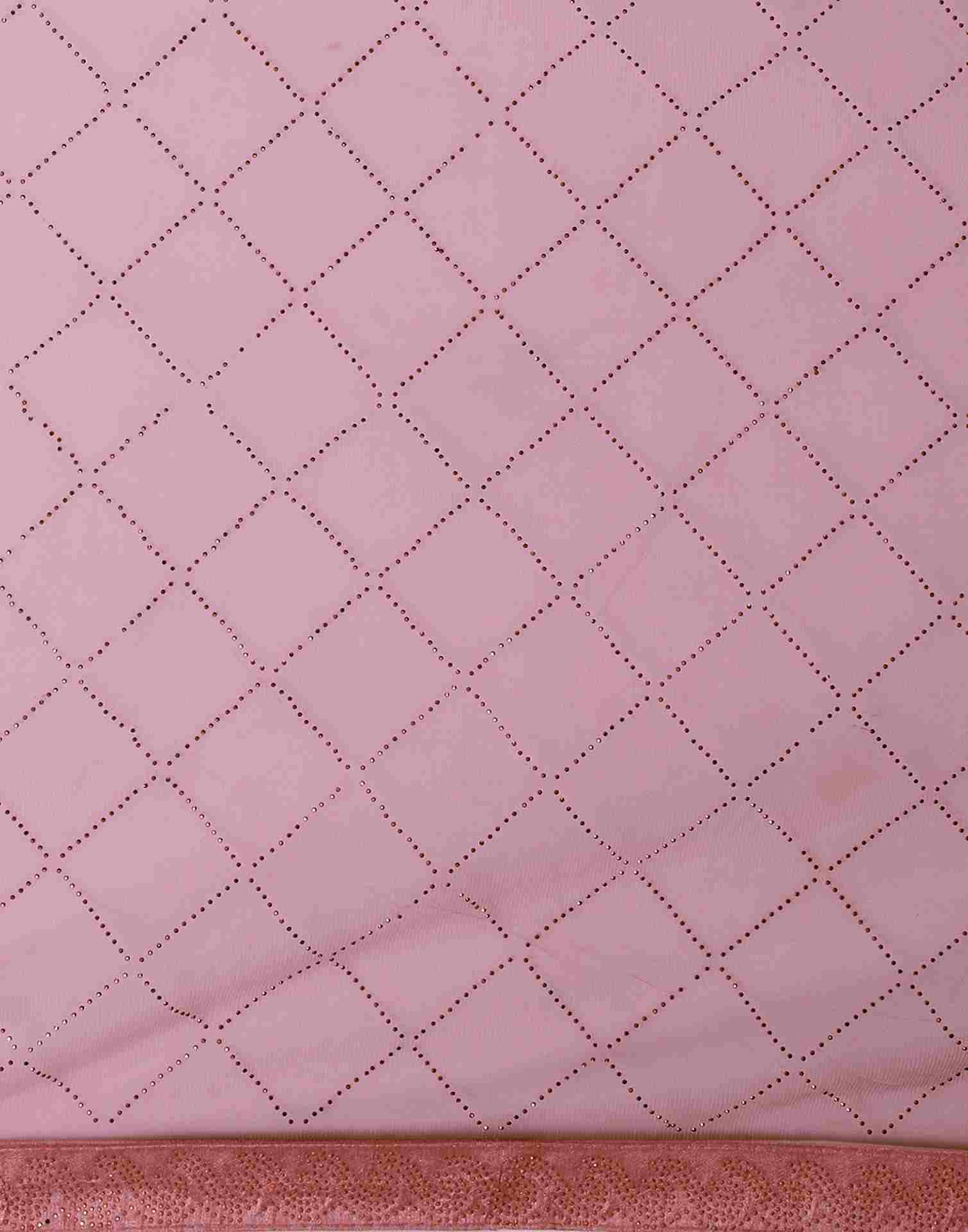 Taffy Pink Net Plain Printed Saree