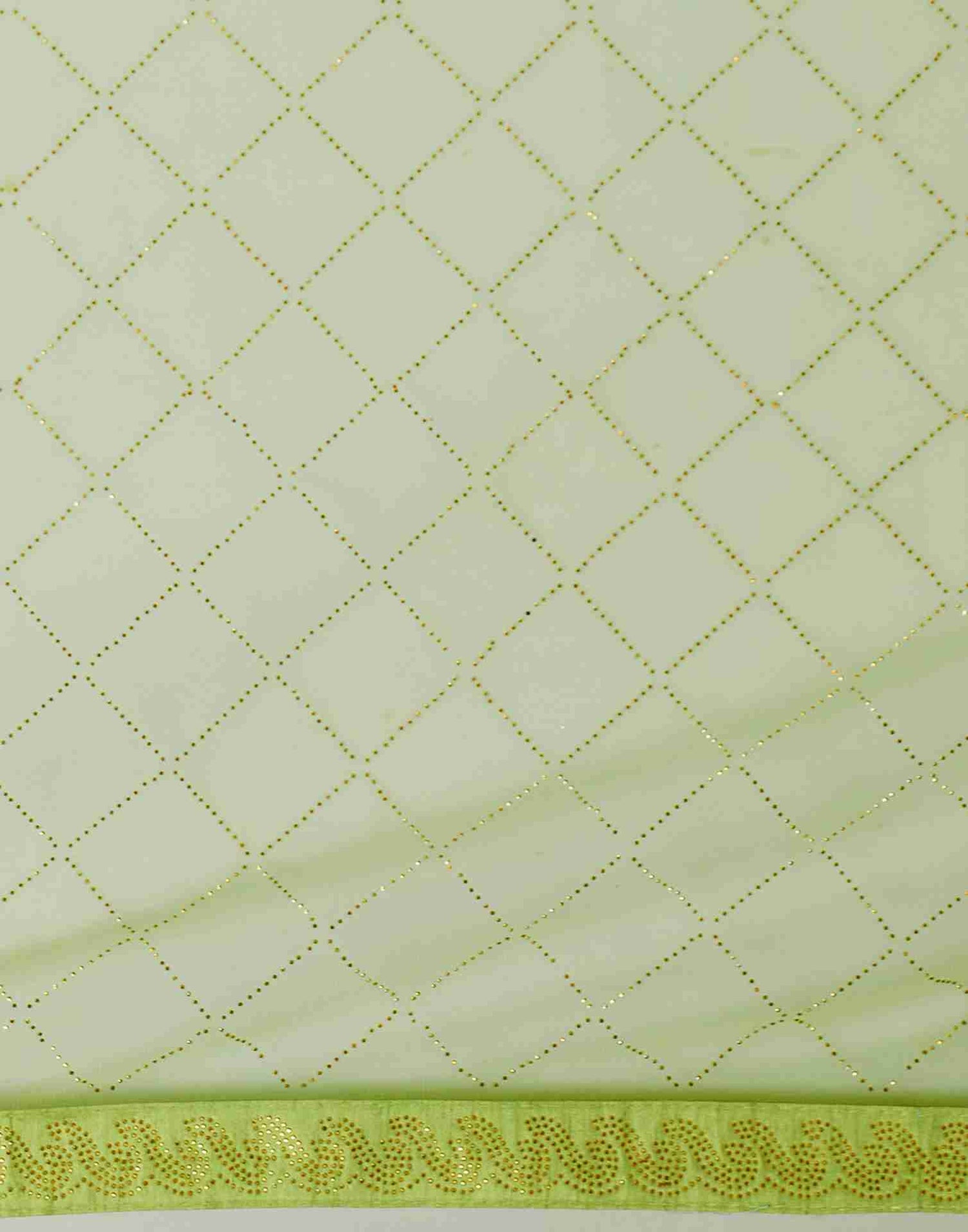 Tea Green Net Plain Printed Saree