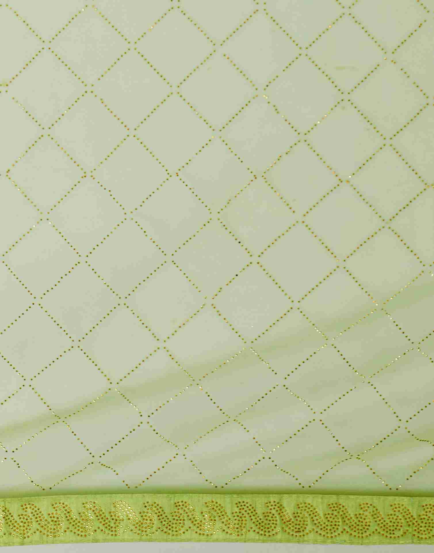 Tea Green Net Plain Printed Saree