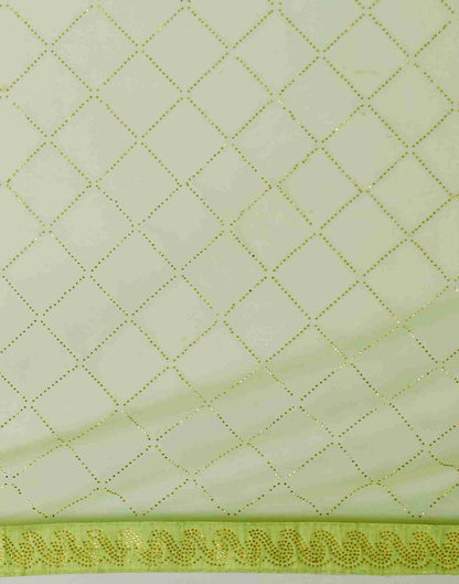 Tea Green Net Plain Printed Saree