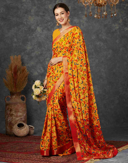 Turmeric Yellow Georgette Printed Saree