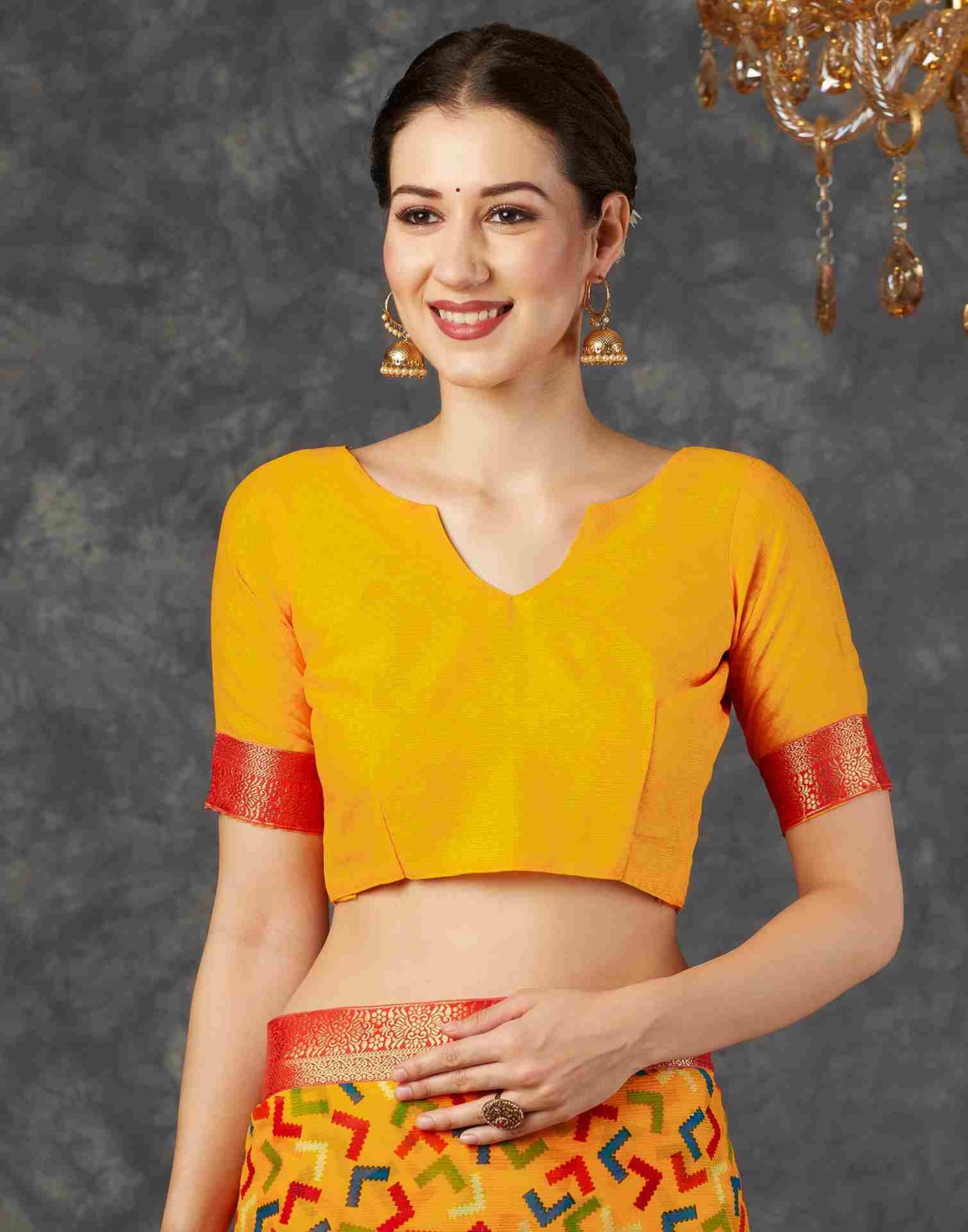 Turmeric Yellow Georgette Printed Saree