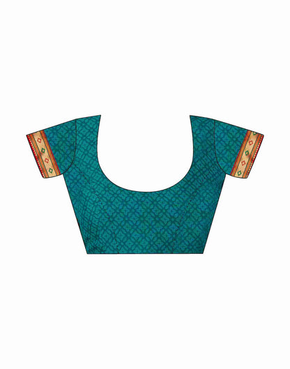 Teal Green Georgette Printed Saree