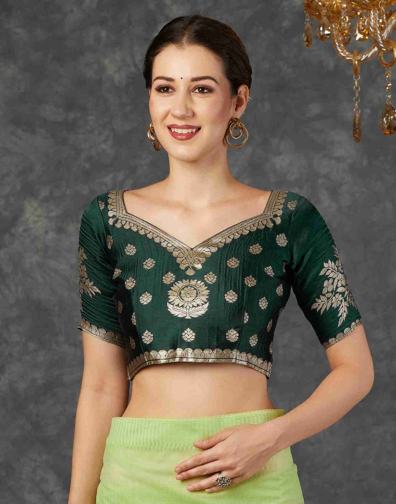 Light Green Net Plain Saree