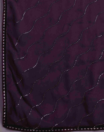 Deep Purple Chiffon Plain Printed Saree