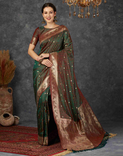 Dark Green Silk Woven Banarasi Saree