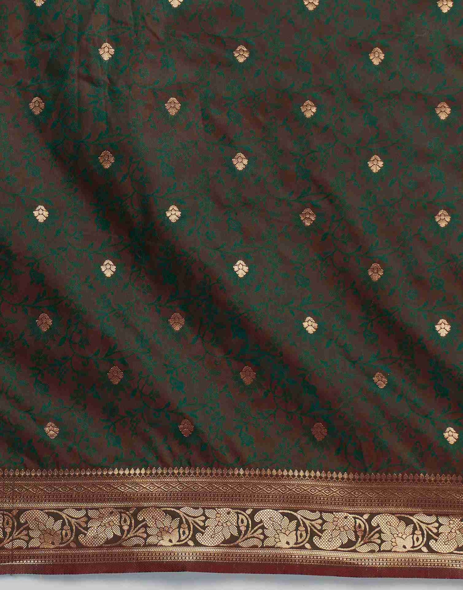 Dark Green Silk Woven Banarasi Saree