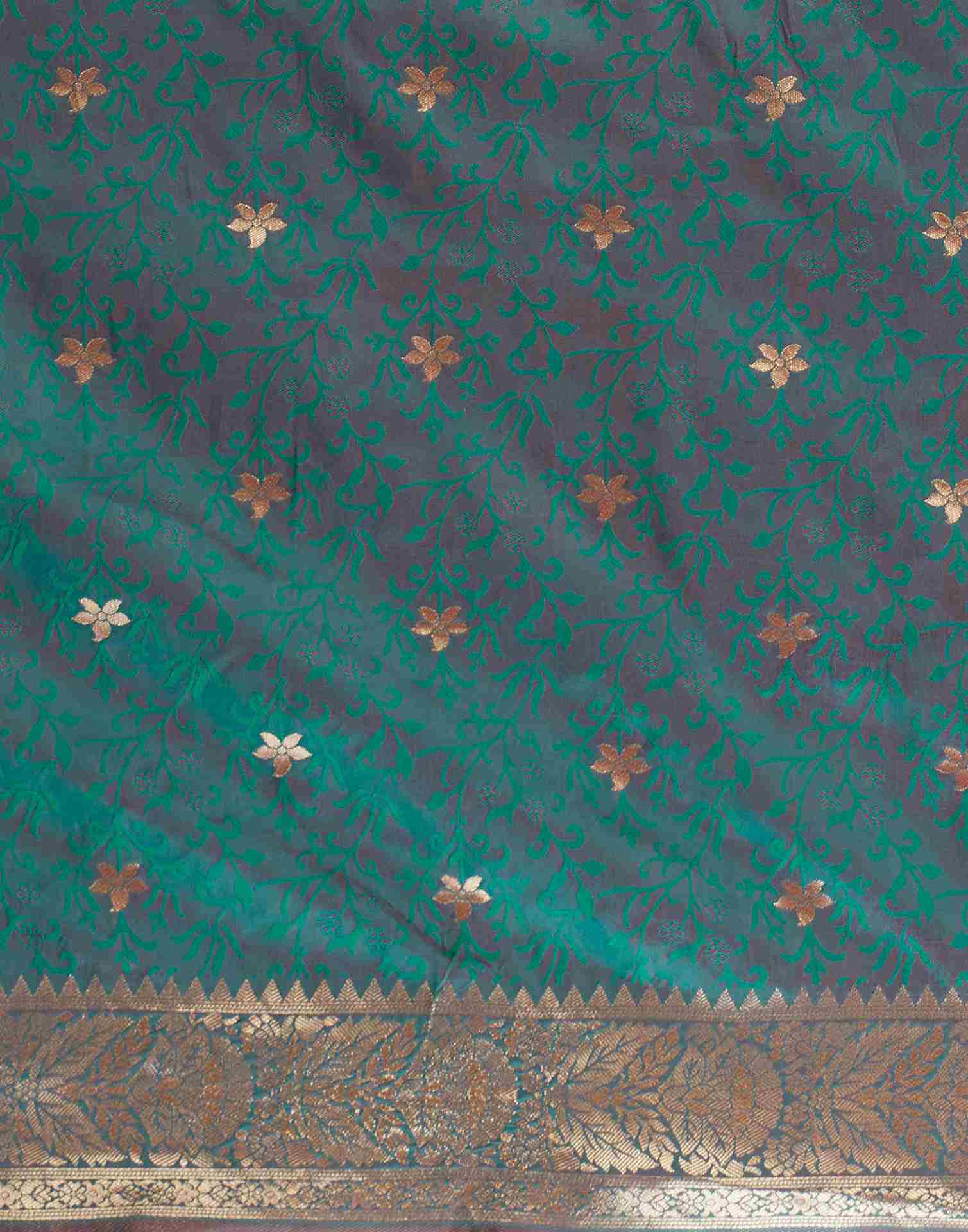 Teal Green Silk Woven Banarasi Saree