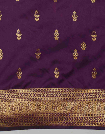 Dark Purple Silk Plain Banarasi Saree