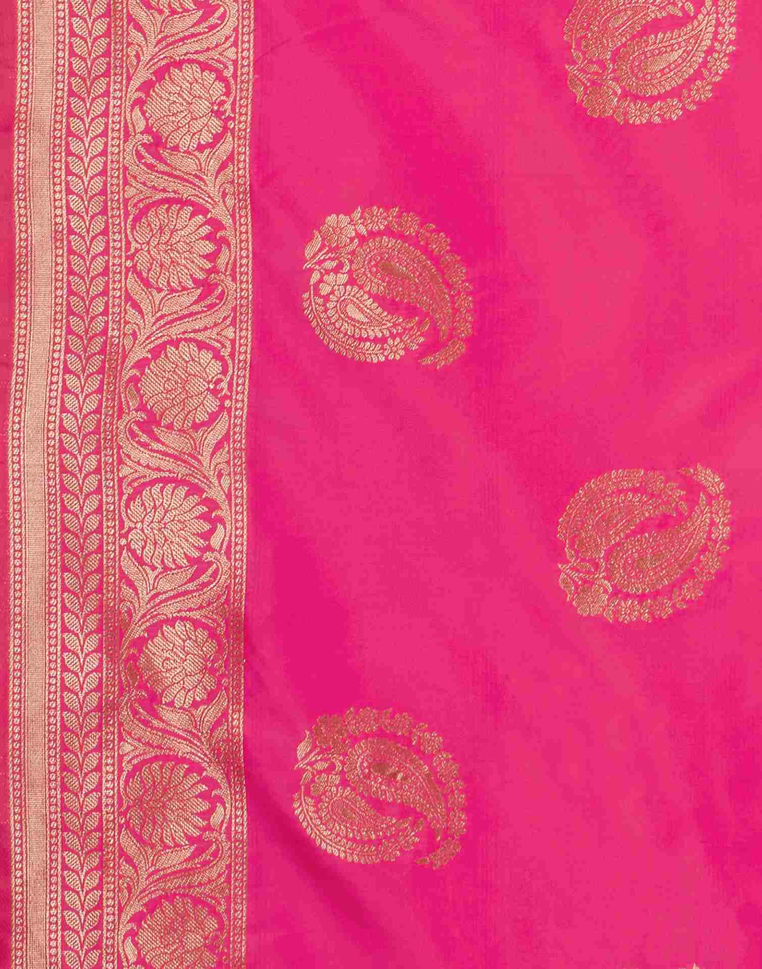 Bright Pink Silk Woven Banarasi Saree