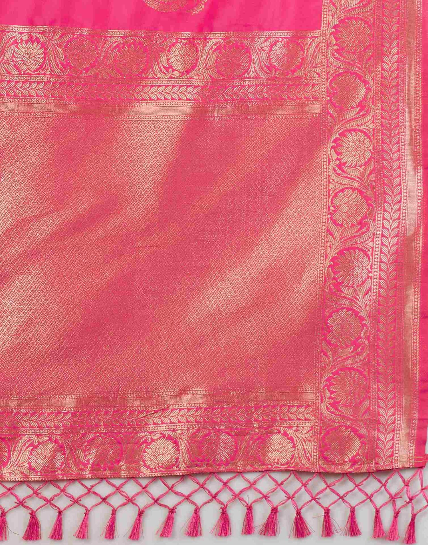 Bright Pink Silk Woven Banarasi Saree