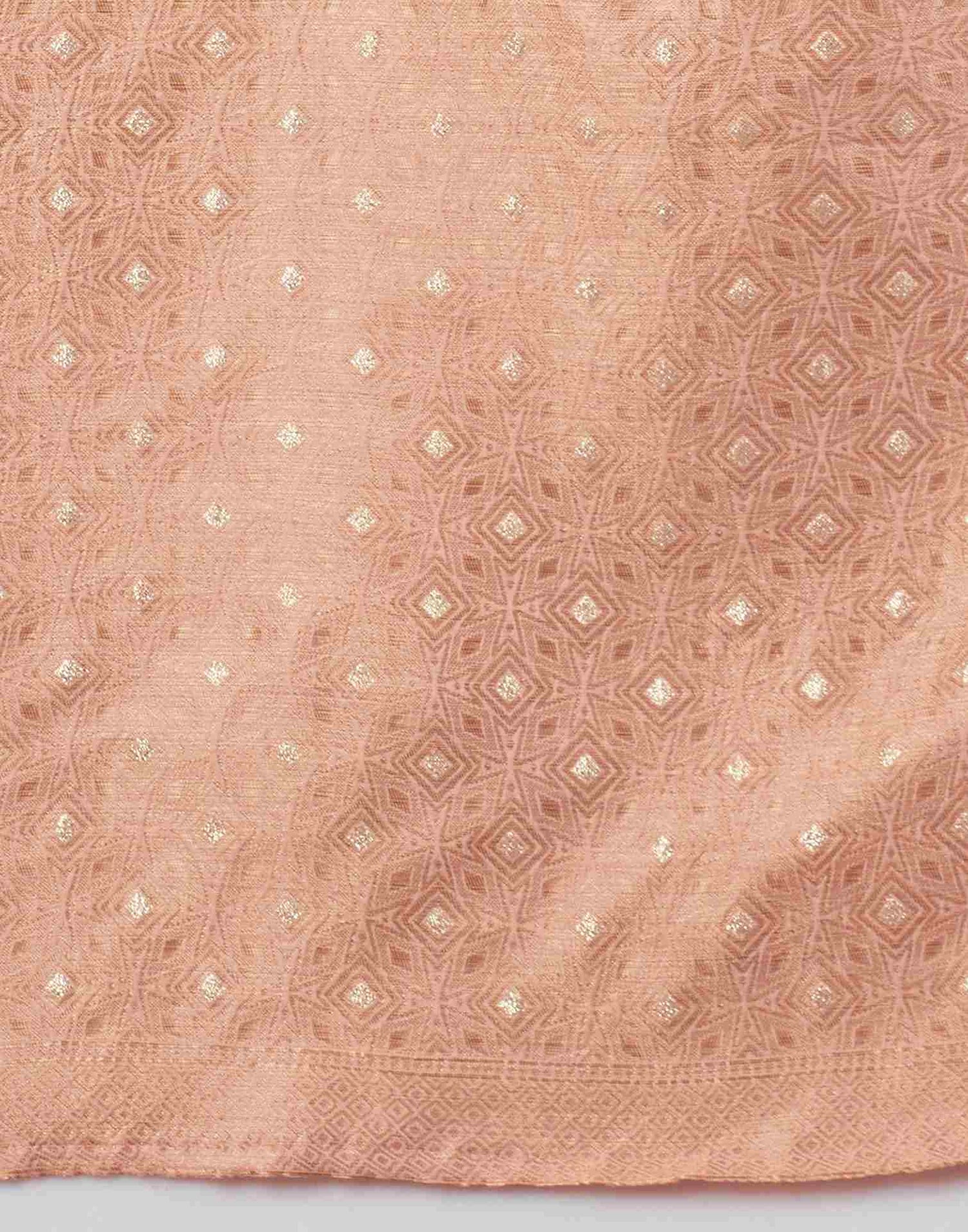 Dusty Peach Cotton Plain Banarasi Saree