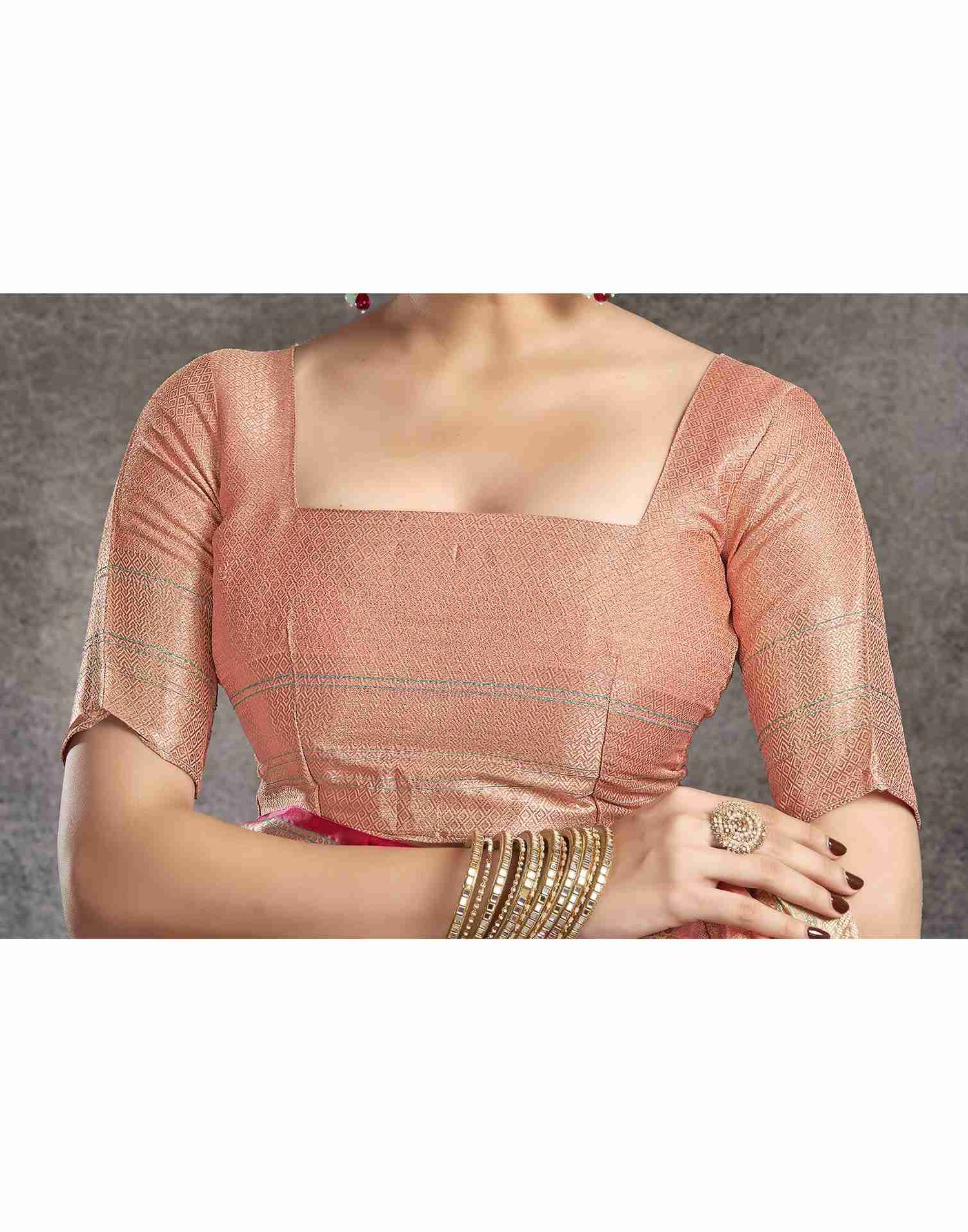 Rose Pink Organza Woven Banarasi Saree