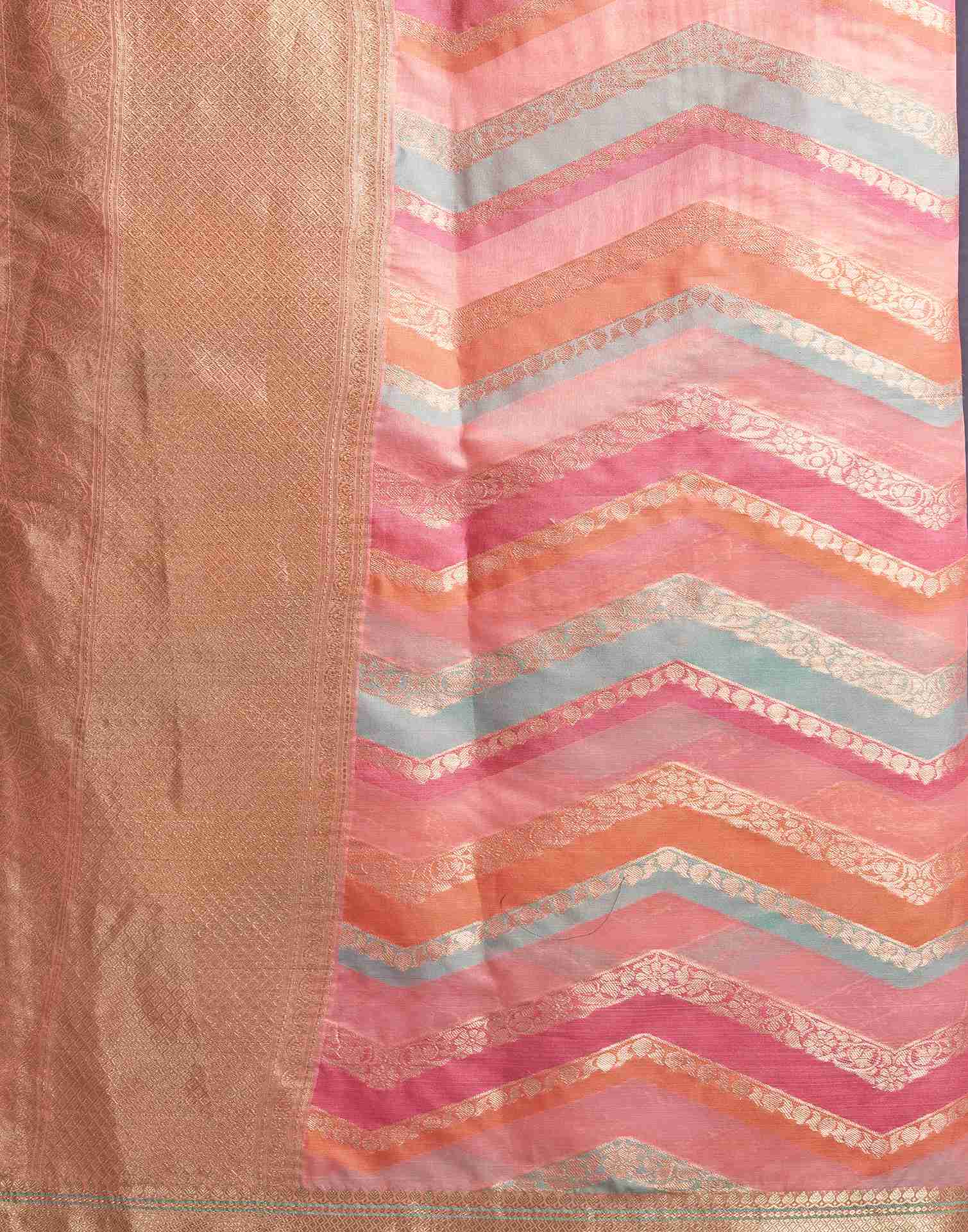 Rose Pink Organza Woven Banarasi Saree