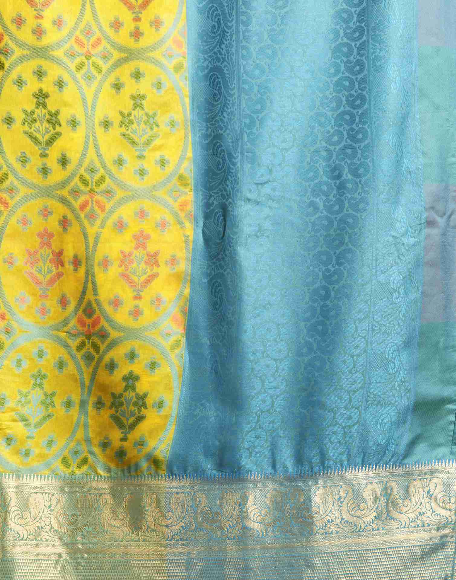 Lime Yellow Silk Woven Banarasi Saree