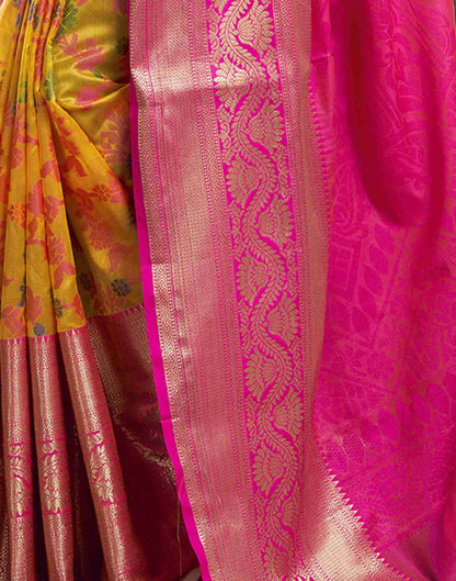 Yellow Silk Woven Banarasi Saree