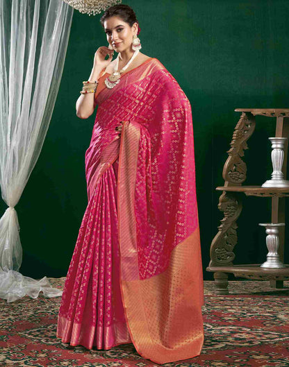 Rani Pink Silk Woven Banarasi Saree