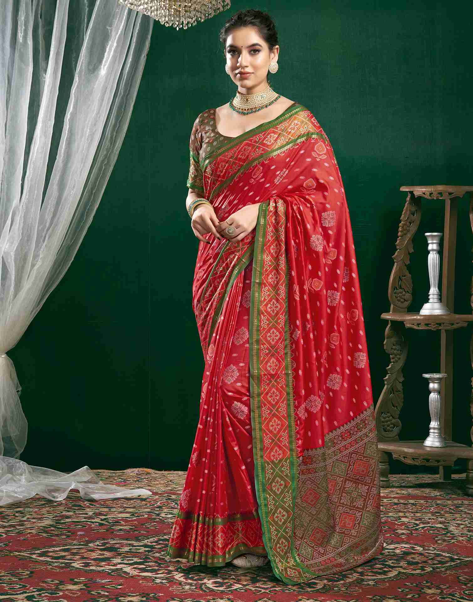 Red Silk Woven Banarasi Saree