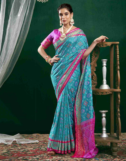 Blue Silk Woven Banarasi Saree