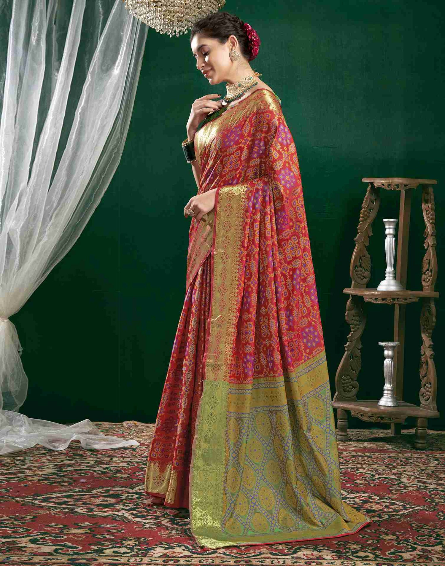 Red Silk Woven Banarasi Saree