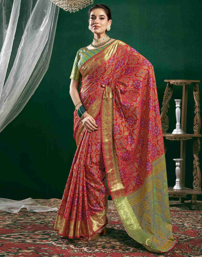 Red Silk Woven Banarasi Saree