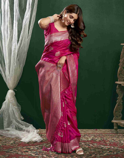 Rani Pink Silk Woven Banarasi Saree