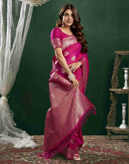 Rani Pink Silk Woven Banarasi Saree