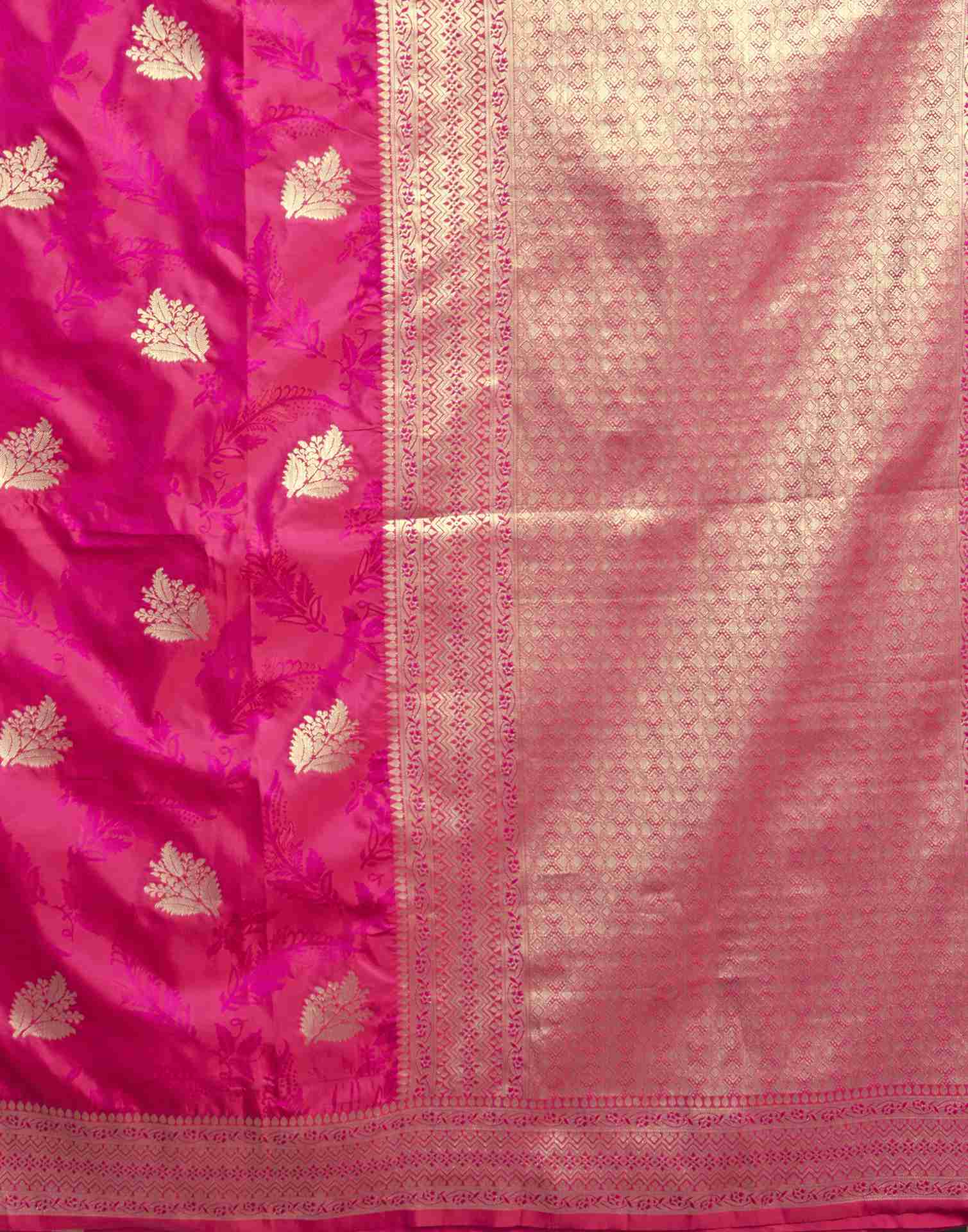 Rani Pink Silk Woven Banarasi Saree