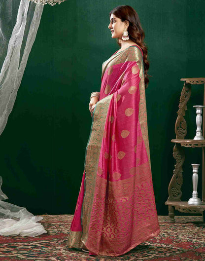 Deep Pink Silk Woven Banarasi Saree