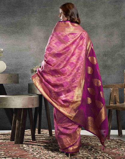 Pink Silk Woven Banarasi Saree