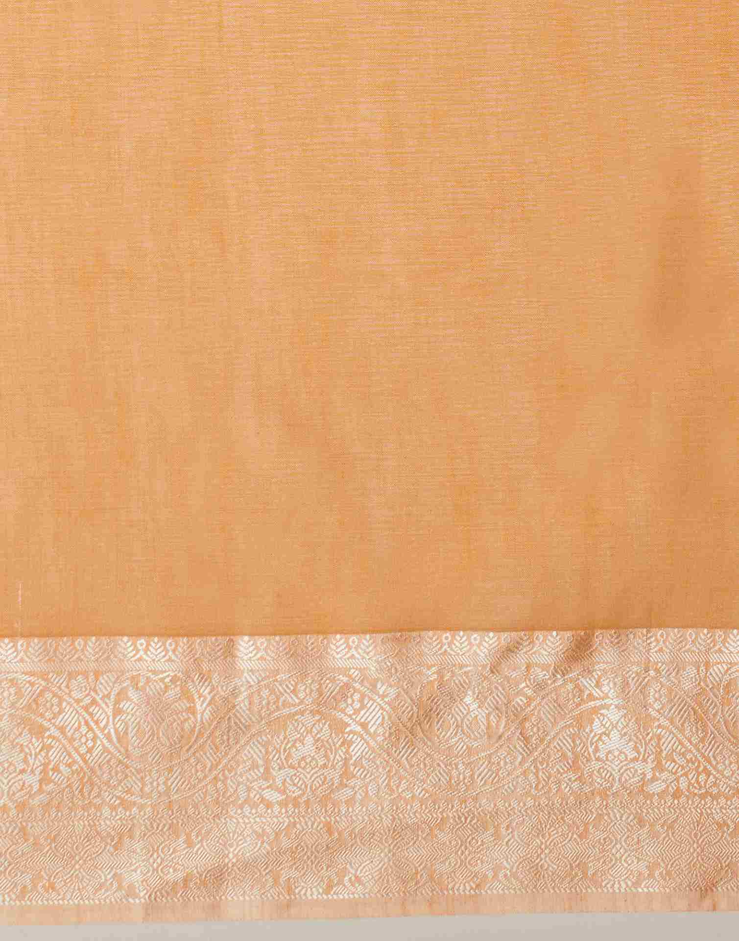 Light Orange Cotton Woven Banarasi Saree