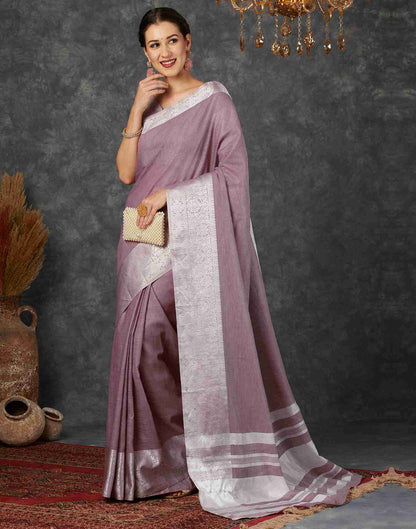 Dusty Purple Cotton Woven Banarasi Saree