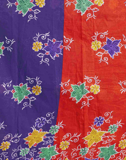 Violet Cotton Printed Saree