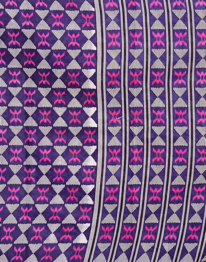 Violet Cotton Printed Saree