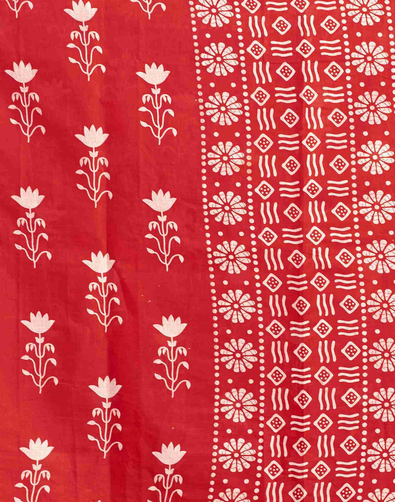 Red Cotton Printed Saree