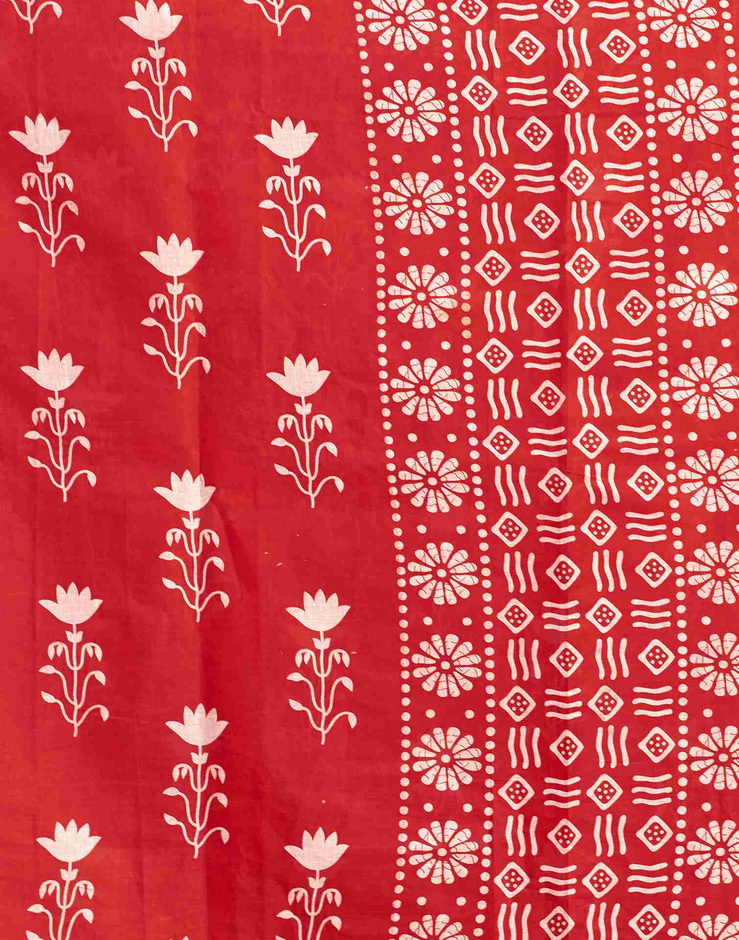 Red Cotton Printed Saree