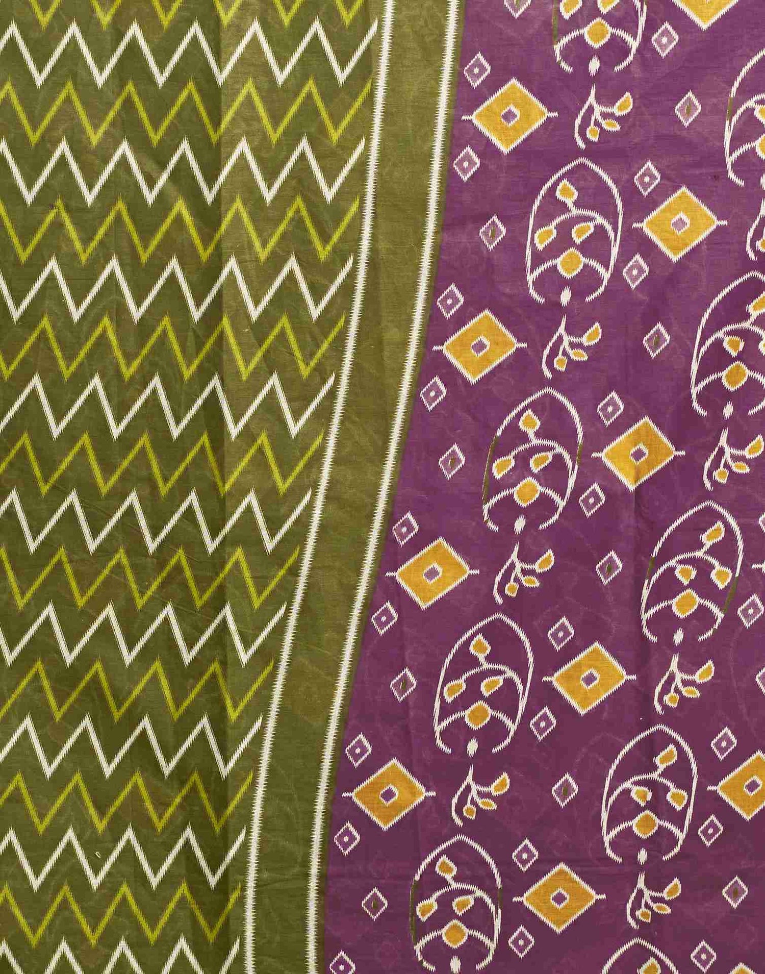 Dusty Purple Cotton Geometric Printed Saree