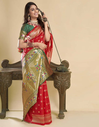 Red Silk Woven Paithani Saree